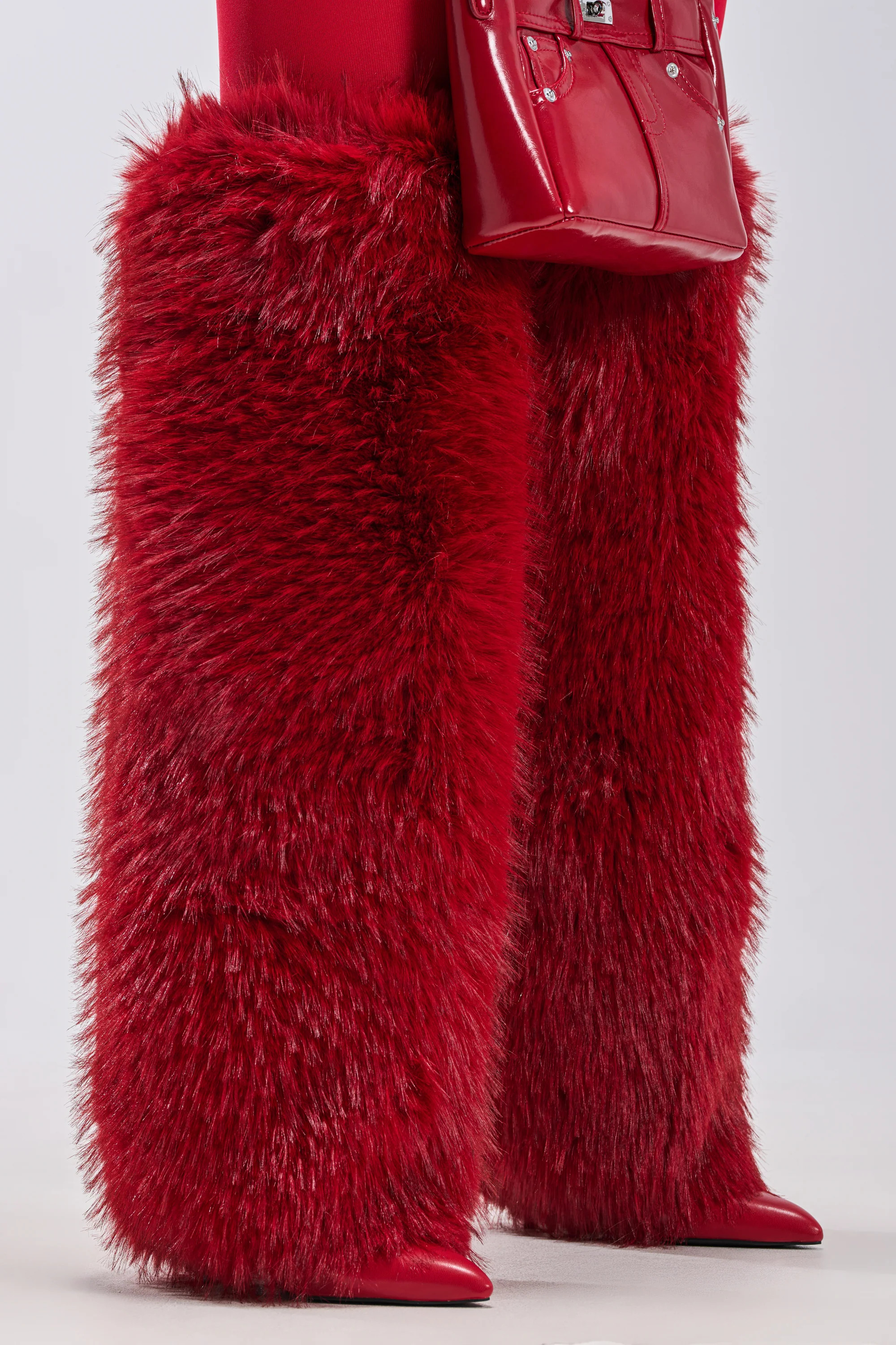 AZALEA WANG LANGLEYE RED THIGH HIGH FUR LUXE BOOT | AKIRA