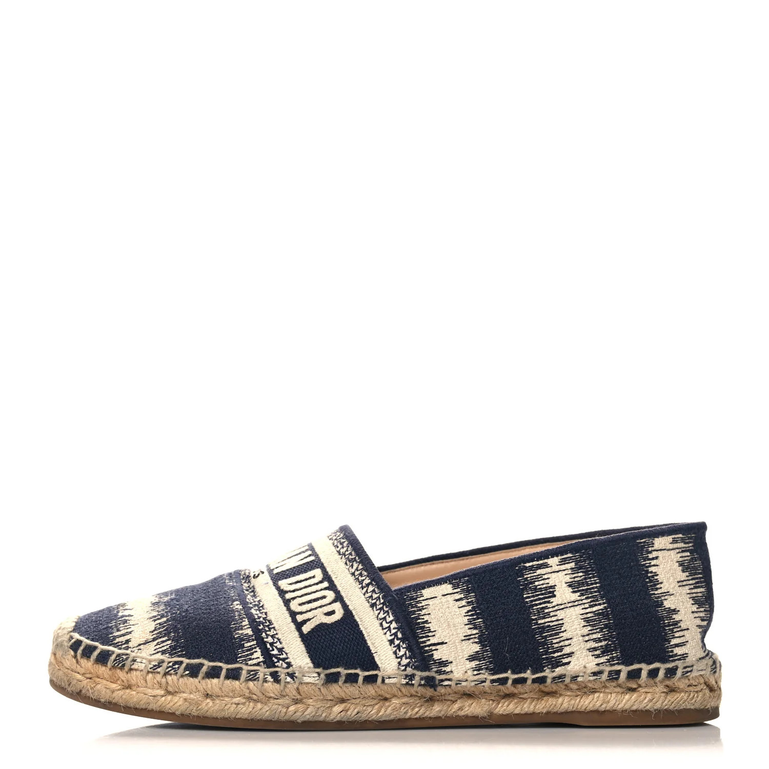 Cotton D-Stripes Embroidered Granville 15mm Espadrilles 39 Deep Blue | FASHIONPHILE (US)