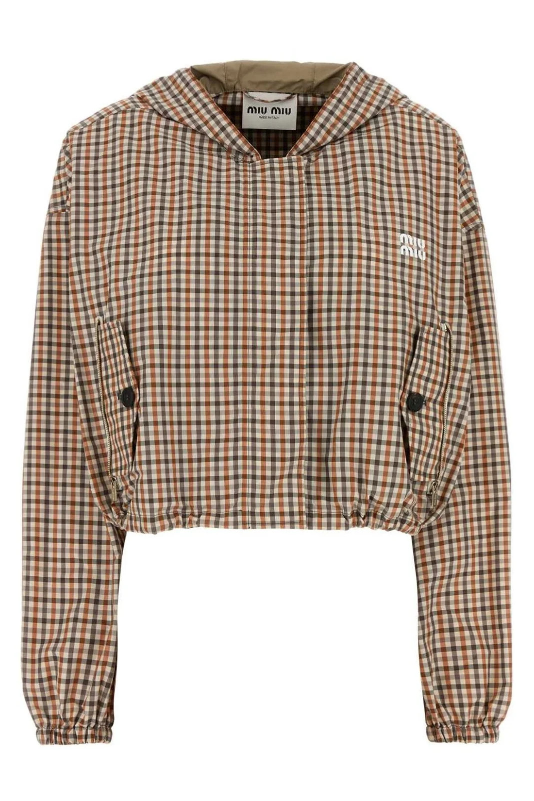 Miu Miu Vichy-Check Drawstring Jacket | Cettire Global