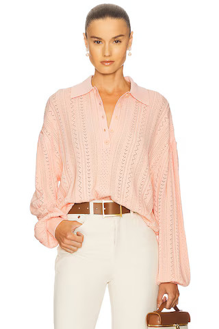 Helsa Addeline Oversized Polo in Peach from Revolve.com | Revolve Clothing (Global)