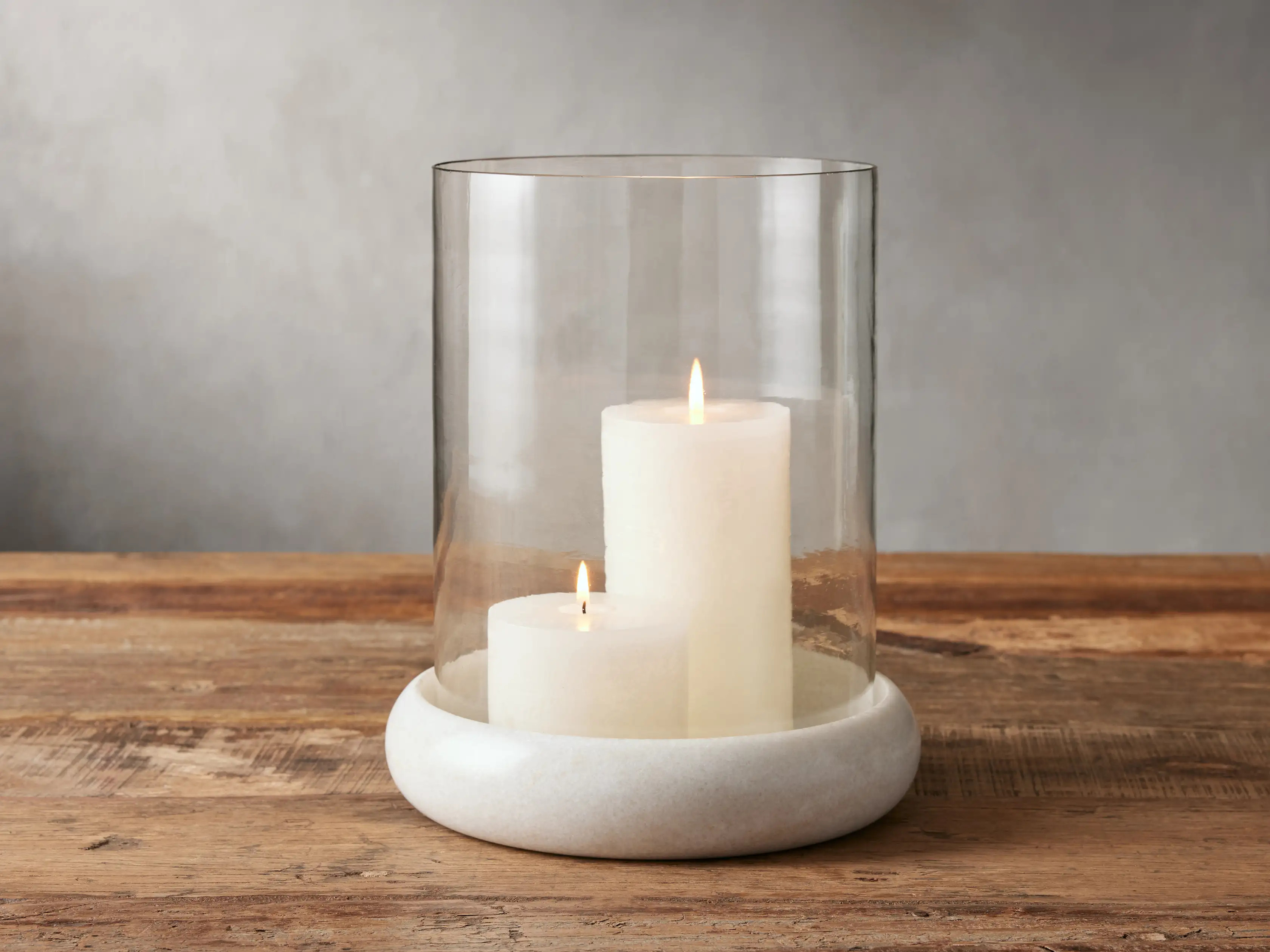 Rhodes Medium White Marble Hurricane | Arhaus