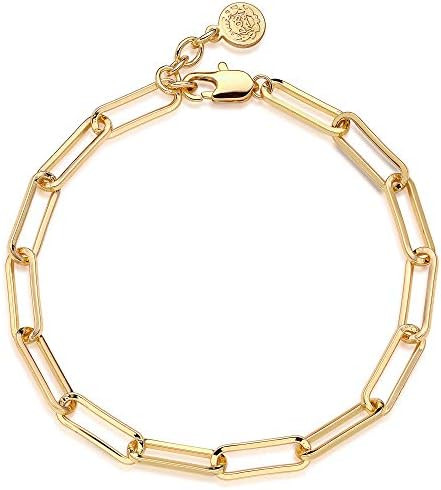 MEVECCO Elongated Paperclip Link Bracelet for Women, Open Chain Style | Amazon (US)