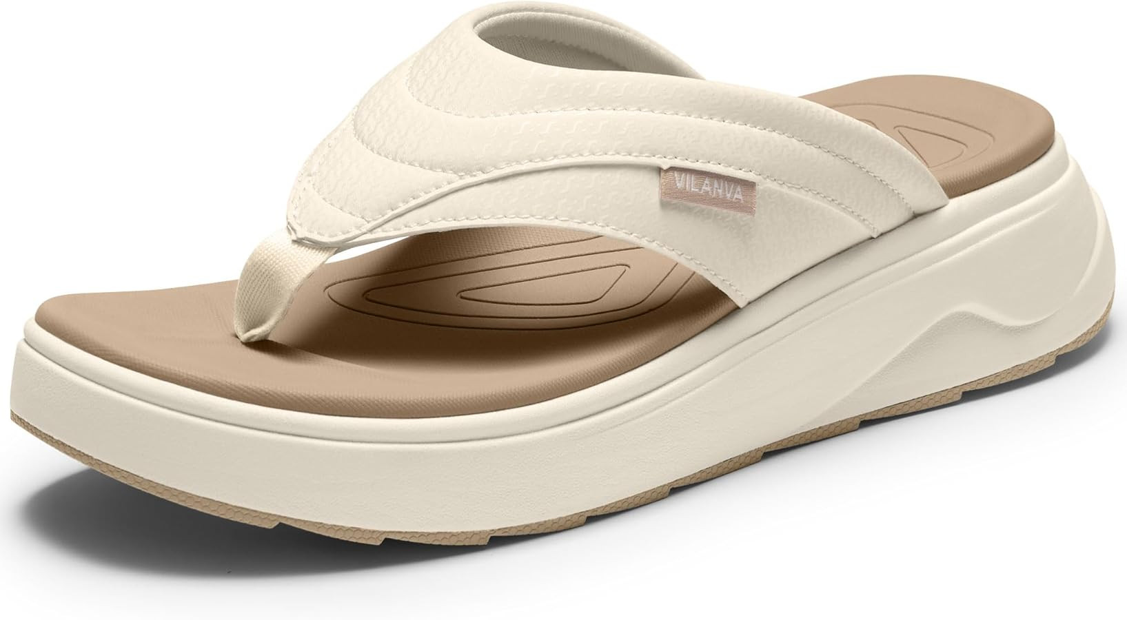 Vilanva Women's Platform Flip Flops Cushioned Walking Sandals with Arch Support for Plantar Fasci... | Amazon (US)