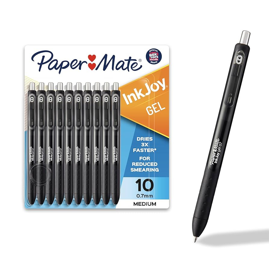 Paper Mate InkJoy Black Gel Pens Medium Point (0.7 mm) Comfort Grip 10 Count Fast Dry Ink Ideal f... | Amazon (US)