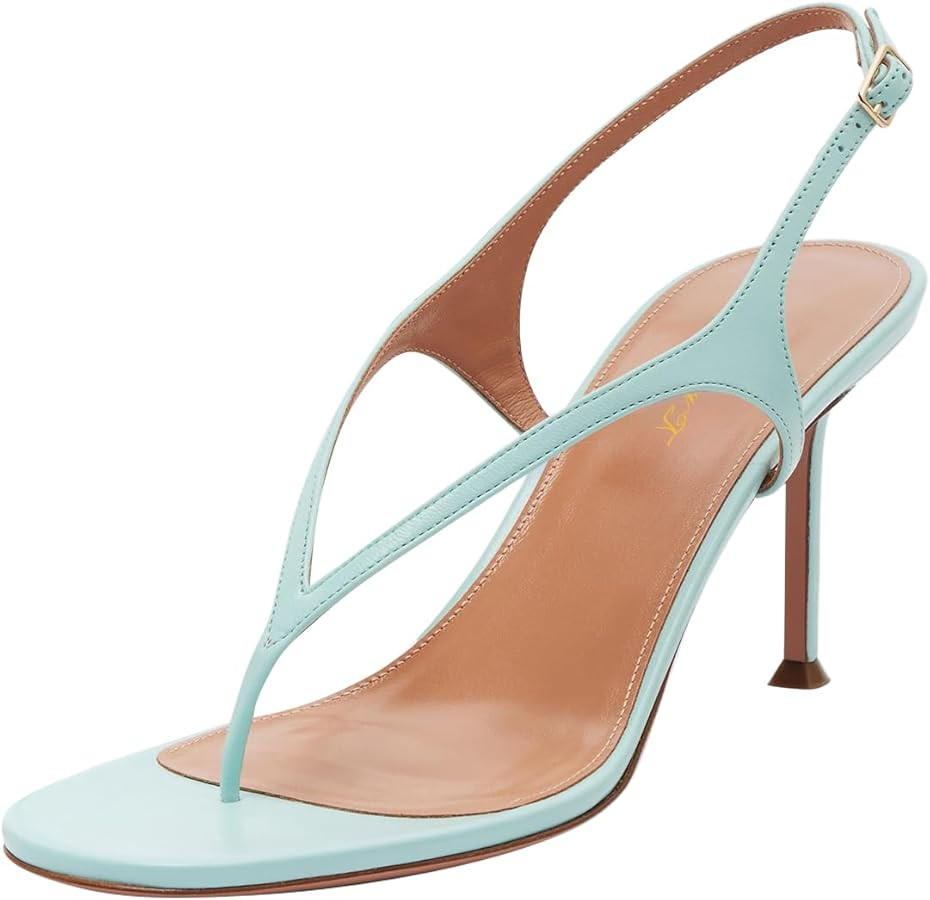 FOWT Women Open Toe Stiletto High Heel Thong Sandals Strappy Slingback Ankle Buckle Flip Flop Sum... | Amazon (US)