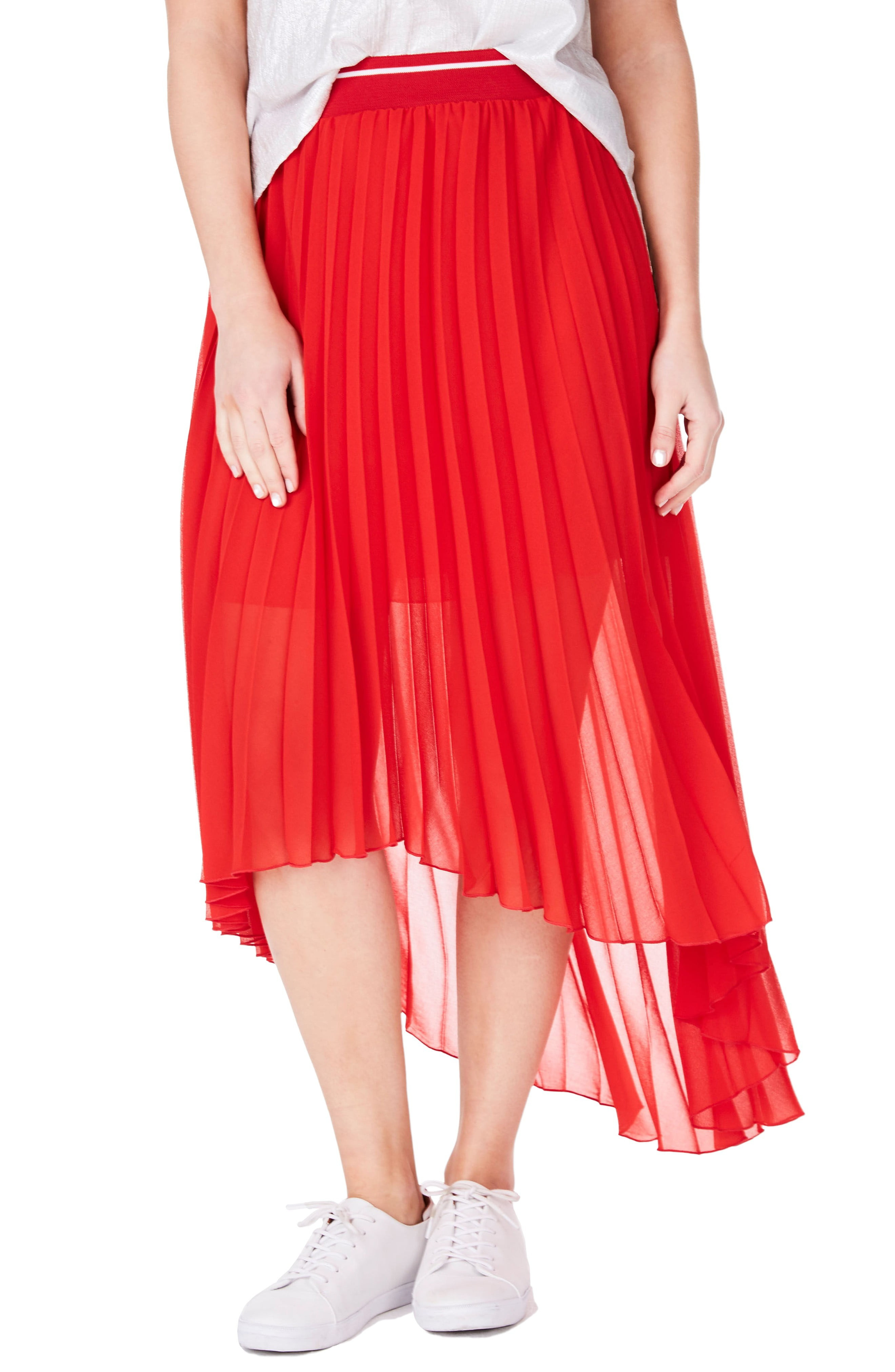 Pleat Chiffon High/Low Skirt | Nordstrom