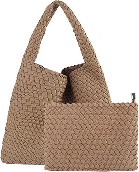 Fashion Woven Purse for Women Top-handle Shoulder Bag Neoprene Hobo Tote Retro Wrist Bag Travel H... | Amazon (US)