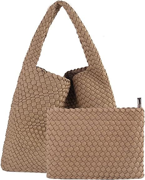 Fashion Woven Purse for Women Top-handle Shoulder Bag Neoprene Hobo Tote Retro Wrist Bag Travel H... | Amazon (US)