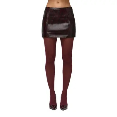 Naked Wardrobe Python Embossed Faux Leather Miniskirt in Burgundy Python at Nordstrom, Size X-Large | Nordstrom