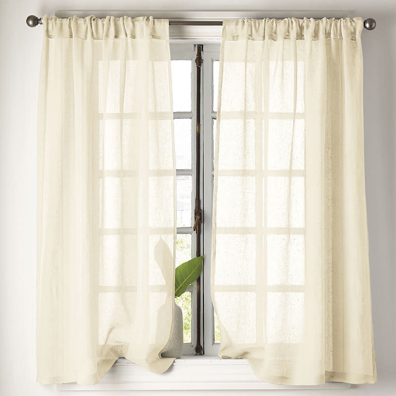 Sheer Linen Window Curtain - Cream - Ivory, Size 50X96, Linen | The Company Store | The Company Store