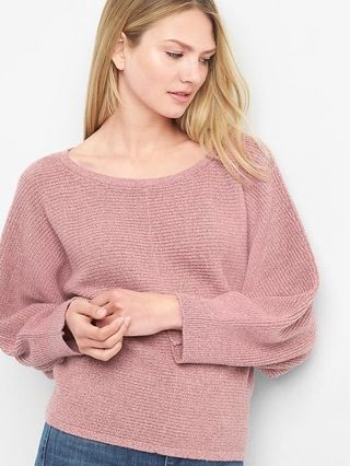 Gap Womens Textured Boatneck Pullover Pink Size L Tall | Gap US