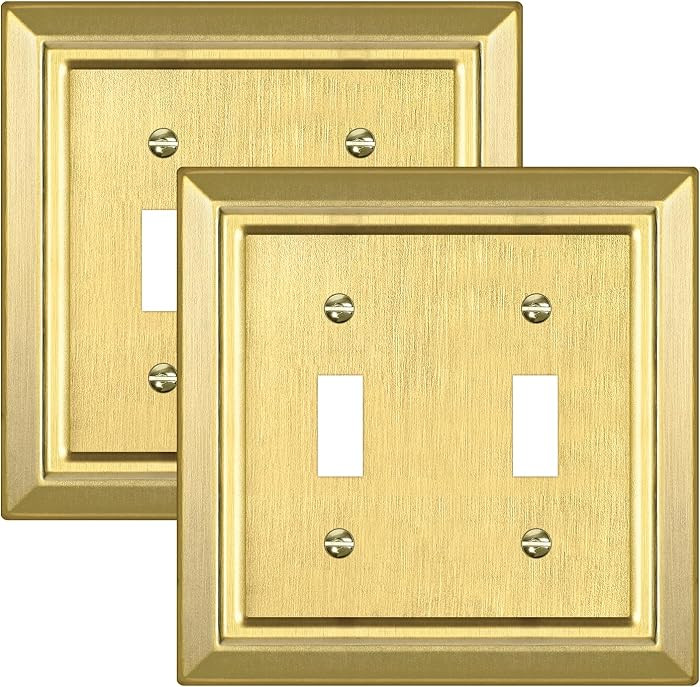 Metal Wall Plate for Electrical Outlets, Decorative Brass Gold Switch Plates Outlet Cover, Light ... | Amazon (US)