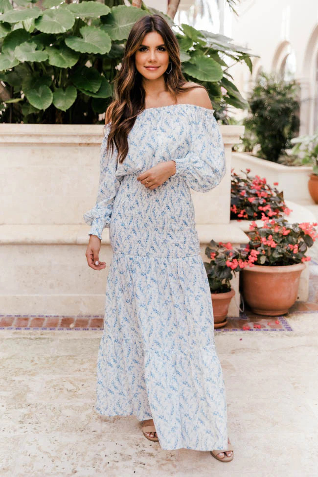 A Forever Vacation Blue Floral Maxi Dress | The Pink Lily Boutique