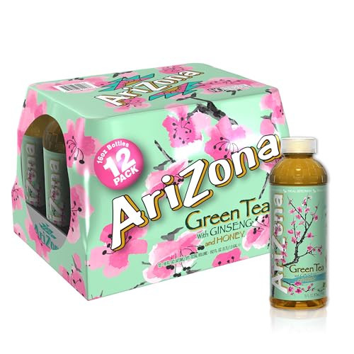 Arizona Green Tea with Ginseng and Honey, 16 Fl Oz (Pack of 12) | Amazon (US)