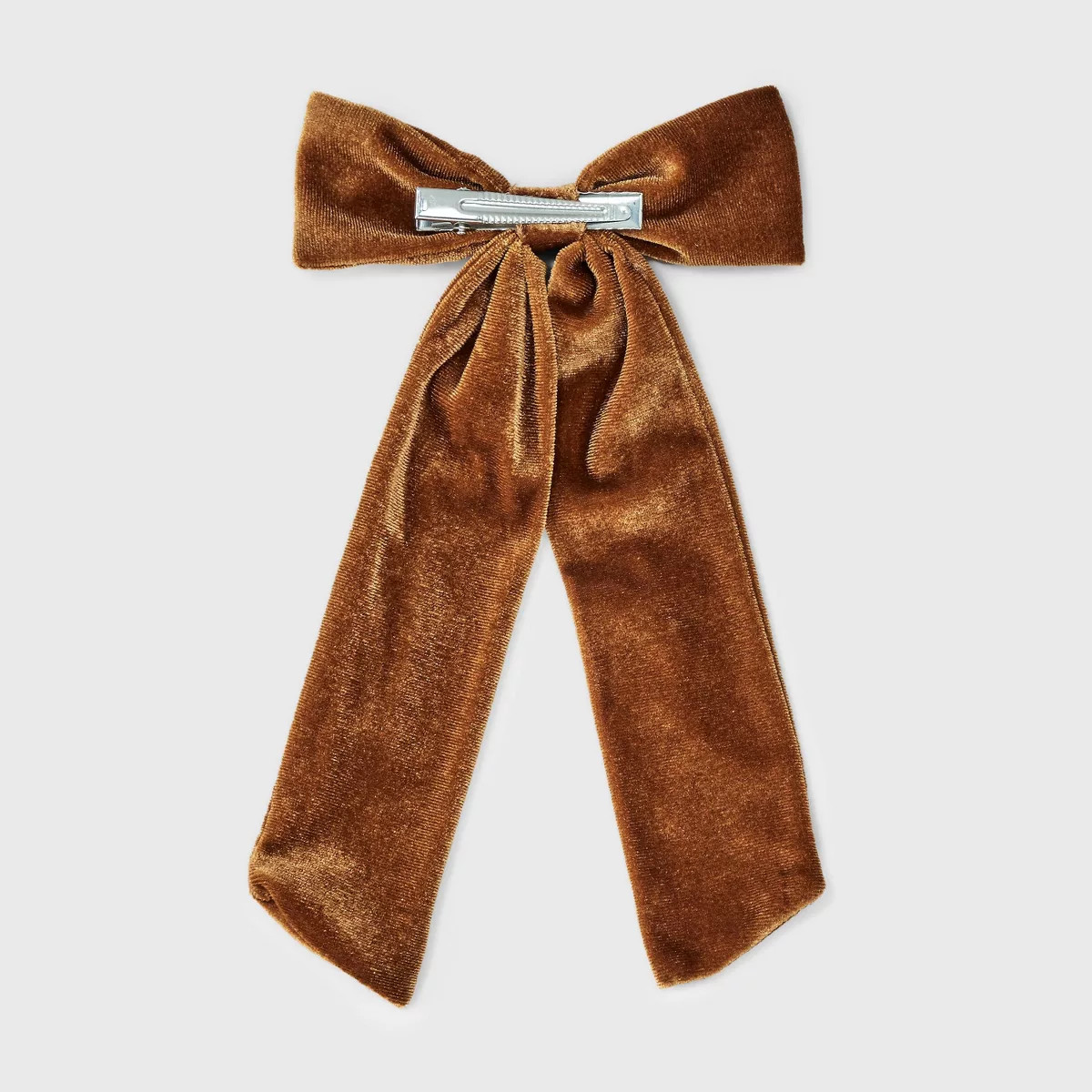 Velvet Pumpkin and Leaf Bow Hair Clip - Brown/Gold | Target