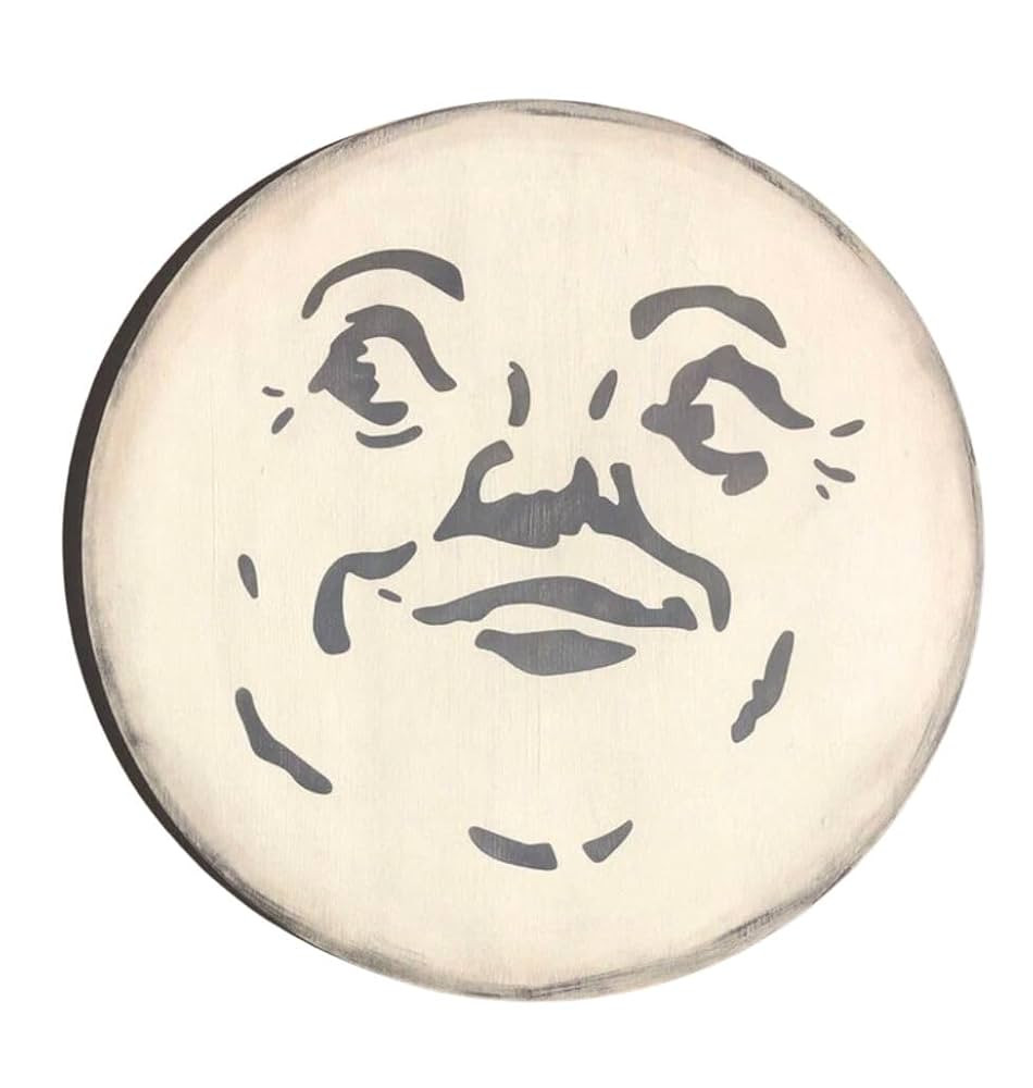 Man in the Moon Vintage Wooden Sign, Moon Face, Halloween shelf Decor (Wood, 12" Diameter) Wreath... | Amazon (US)