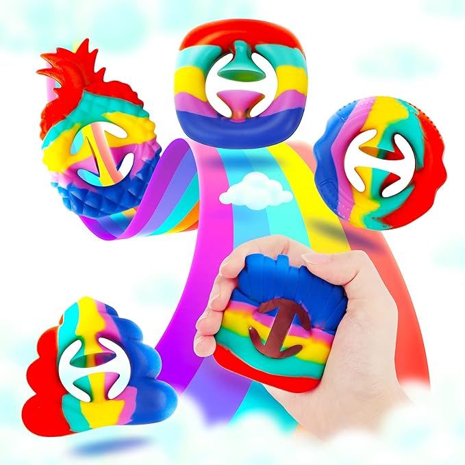 5 Pack Finger Sensory Toy Fidget Pack, Grip Grab Squeeze Toy for Stress Anxiety Relief, Miniature... | Amazon (US)