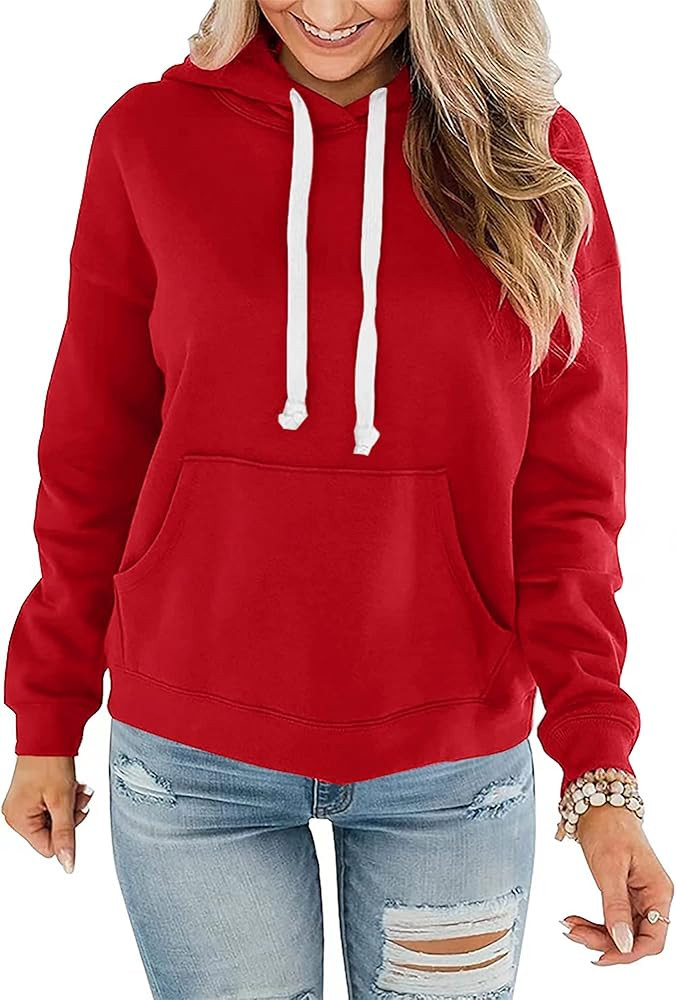 Women Hoodies Pullover Casual Thin Sweatshirts with Pockets Loose Fit Long Sleeve Drawstring Desi... | Amazon (US)