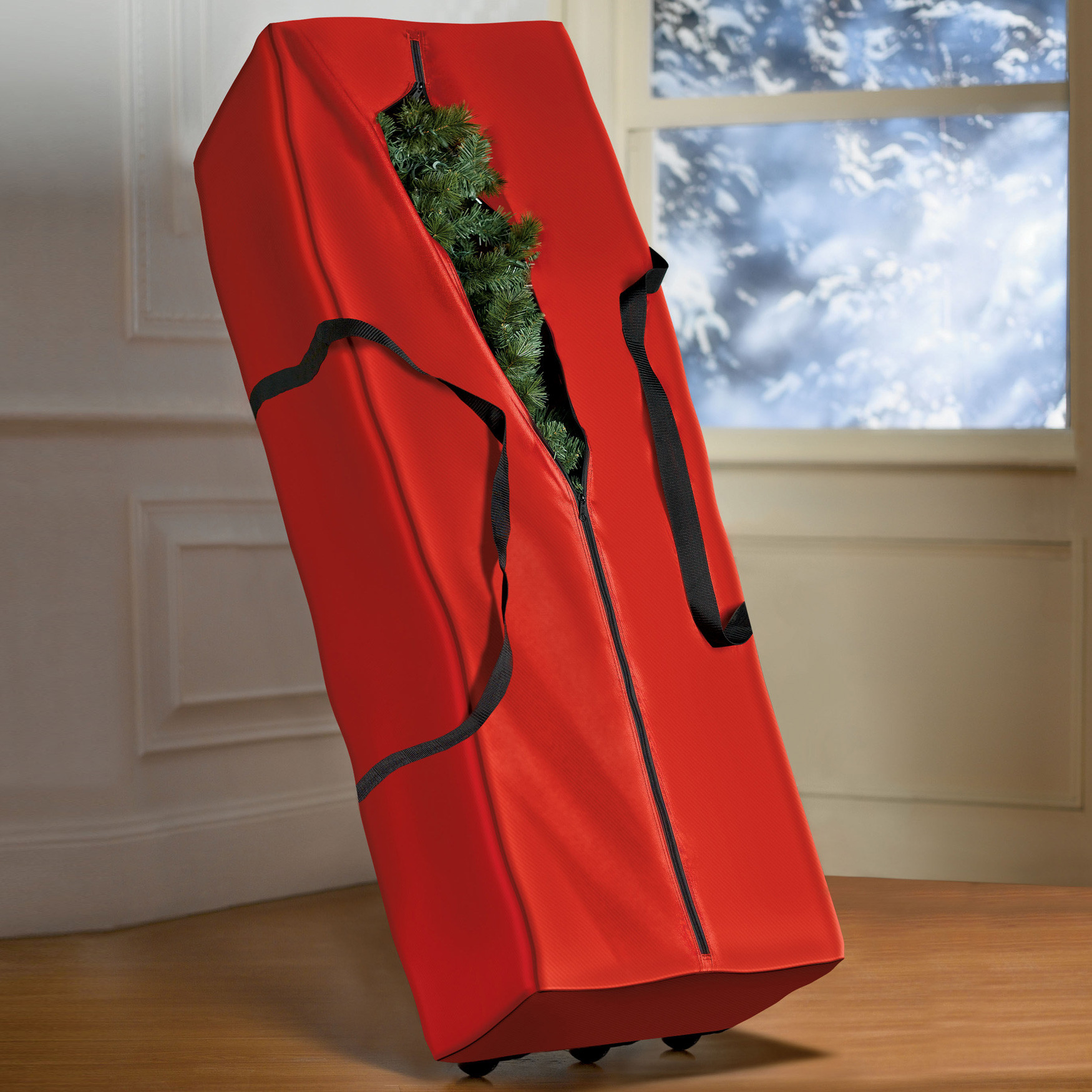 BrylaneHome Rolling Christmas Tree Duffel Storage Bag, Red | Walmart (US)