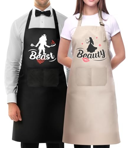 Funny Couple Aprons Set for Cooking-Couple Gifts-Engagement Anniversary Hostess Home Gifts for Co... | Amazon (US)