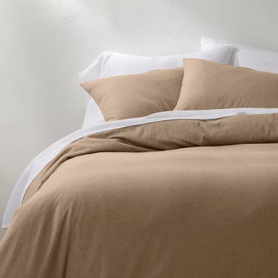 King Heathered Cotton Cashmere Duvet Cover & Sham Set Dark Sand - Casaluna™ | Target