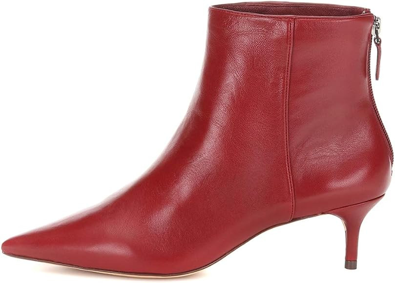Women's Stylish Pointed Toe Elegant Low Kitten Heel Ankle Boots Zipper Autumn Winter Stiletto Boots | Amazon (UK)