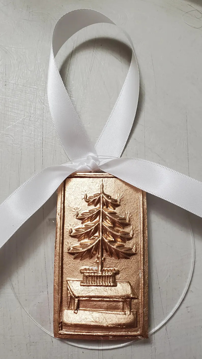 Gold Leaf Intaglio Christmas Tree Ornament: Acrylic Candle Design - Etsy | Etsy (US)