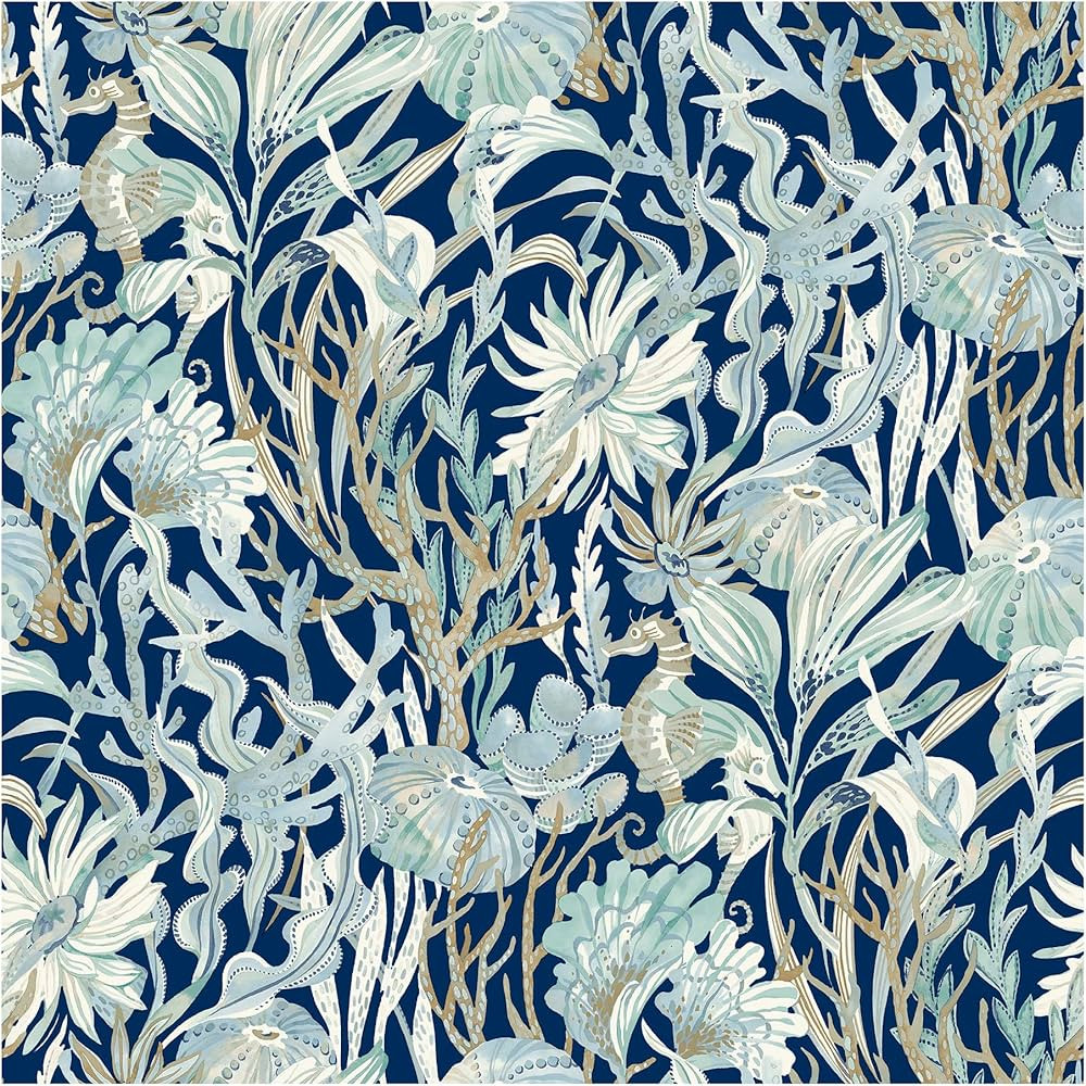 Chesapeake Kelp Garden Navy Tropical Reef Wallpaper, 4071-71001 | Amazon (US)