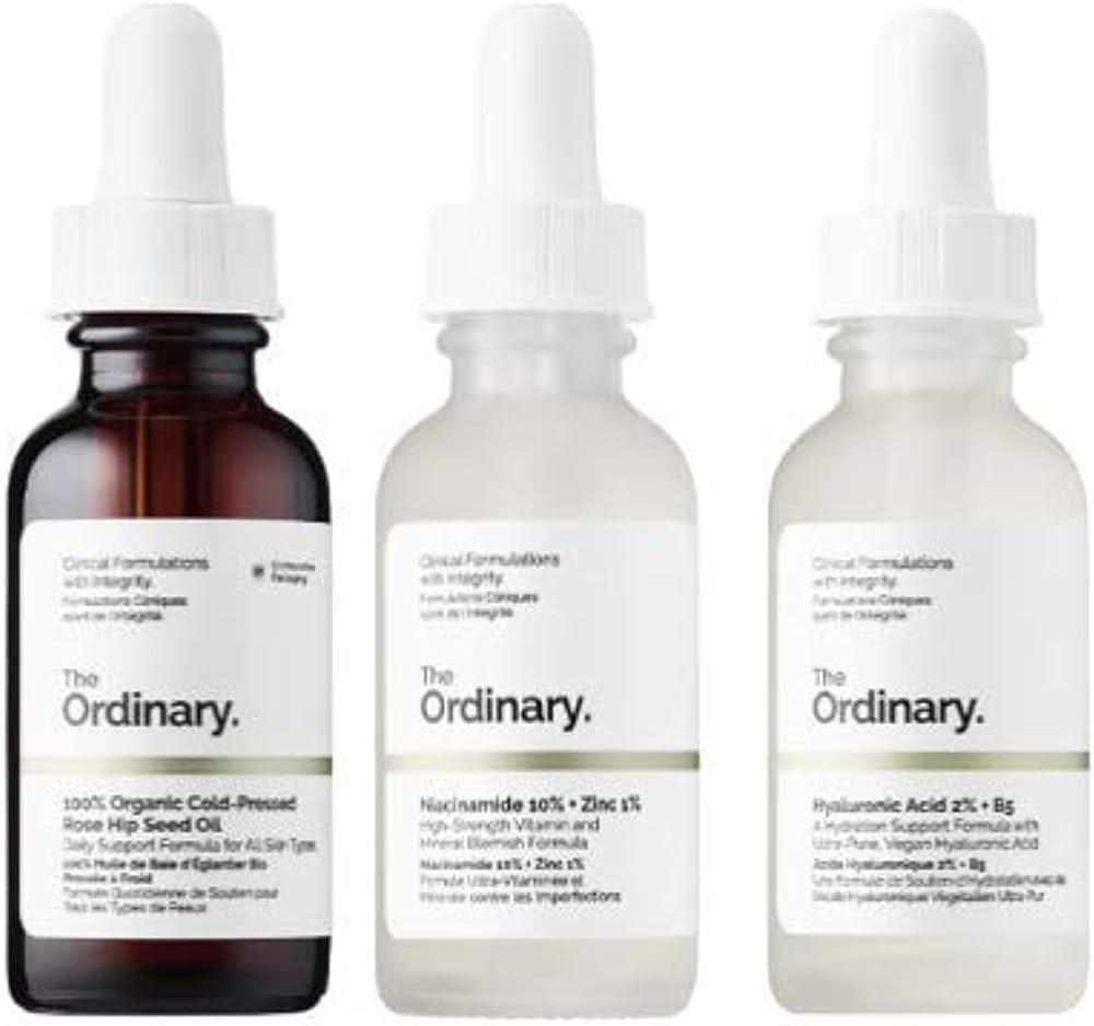 Amazon.com: The Ordinary 3 Bottles Face Serum Set! Hyaluronic Acid Serum, Rosehip Oil And Niacina... | Amazon (US)
