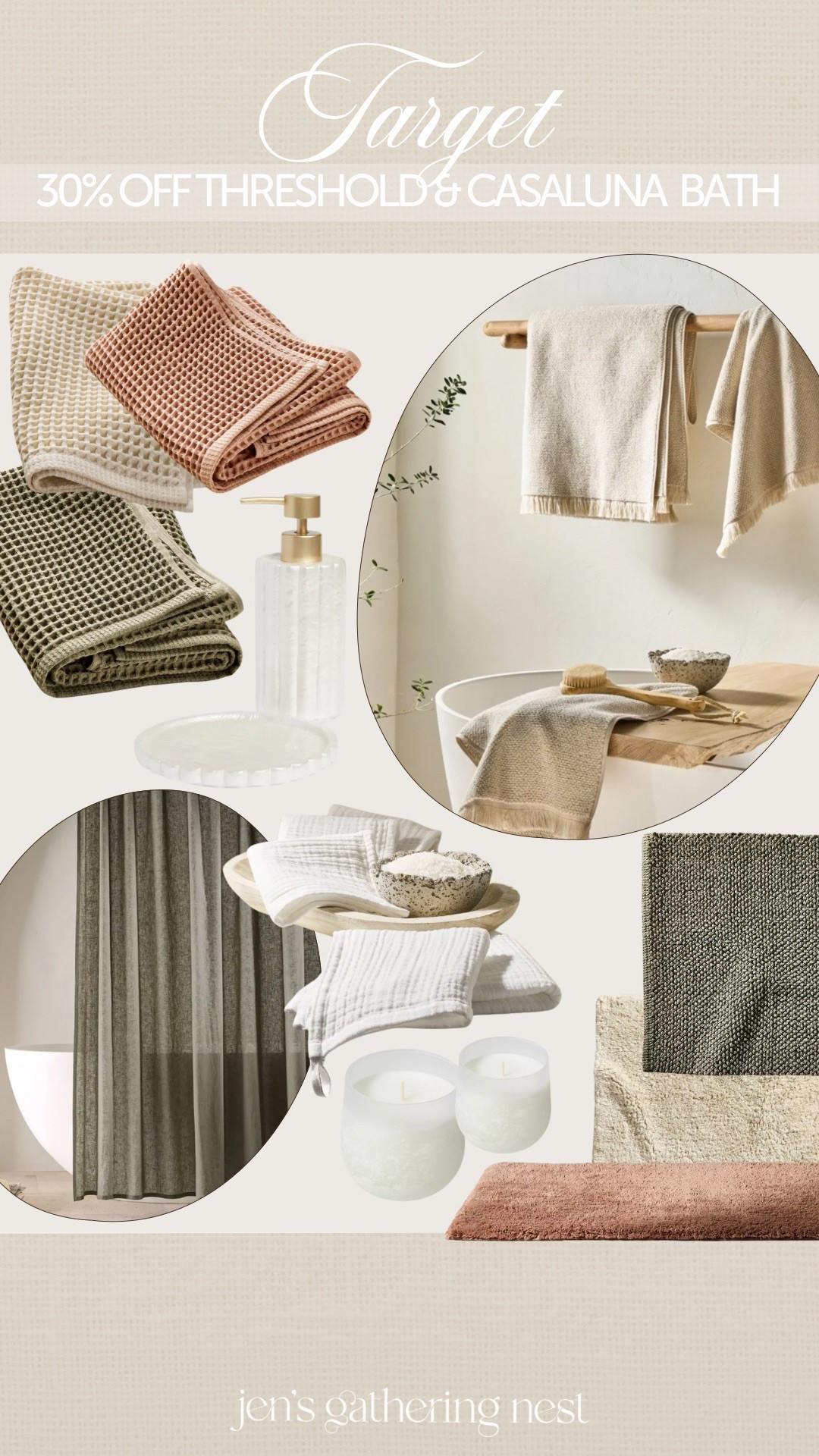 @Target Casaluna & Threshold Bath are 30% off this week! From waffle knit towels, bath mats, shower curtains and bathroom accessories - they have everything you need for an affordable and beautiful bathroom refresh  🤍 #ad

#targetpartner #liketkit #TargetStyle #targetambassadorhome 
#targethome #bathroommakeover #ltkhome  #beachhousebathroom 
#casaluna #towels #bathroom #bathroomdecor #bath



#LTKHome #LTKSaleAlert #LTKFindsUnder50