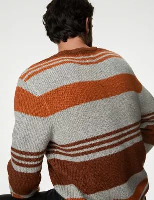 Supersoft Striped Chunky Crew Neck Jumper | Marks and Spencer CA