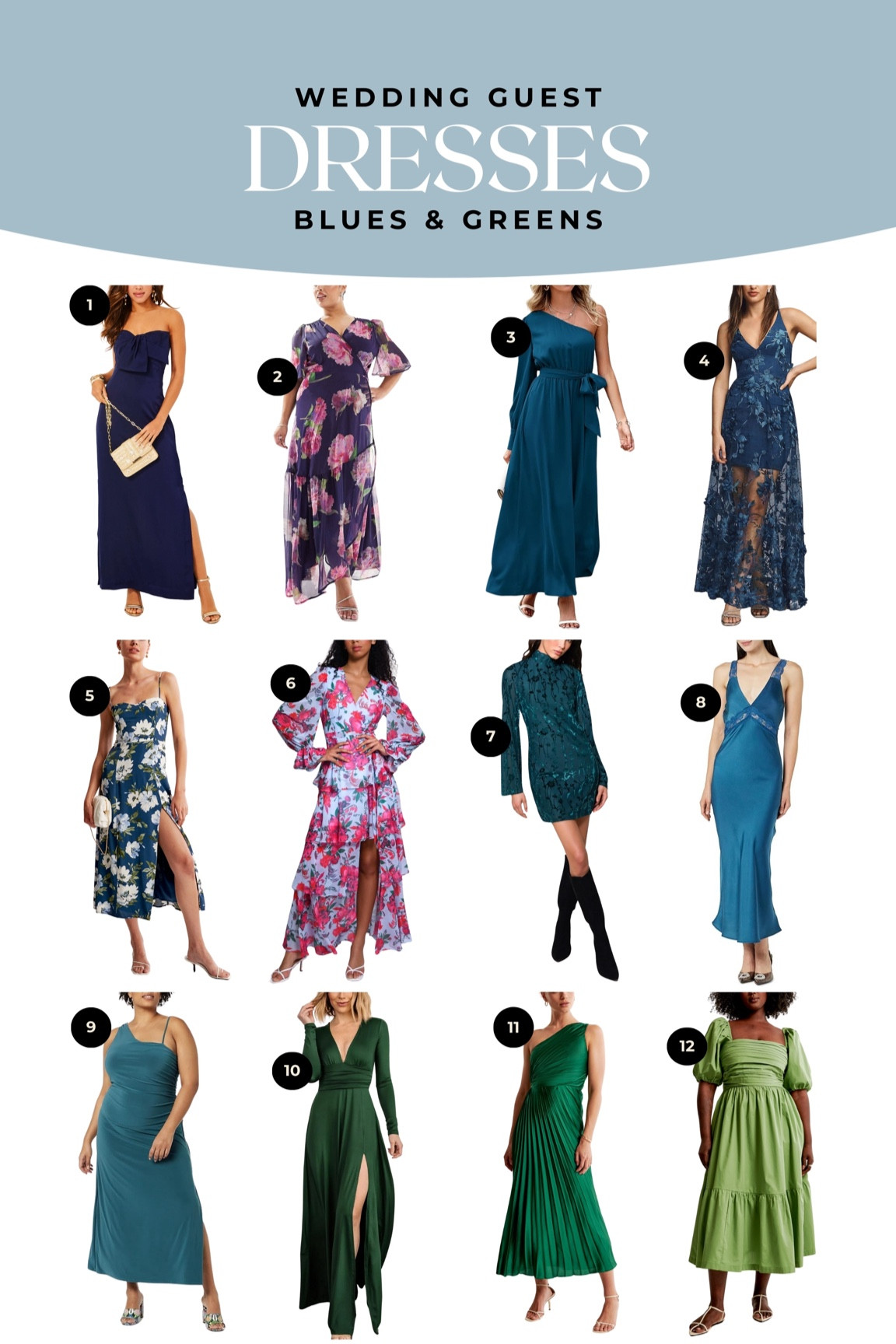Wedding guest dress inspo- blues & greens! 

#LTKwedding #LTKparties #LTKstyletip