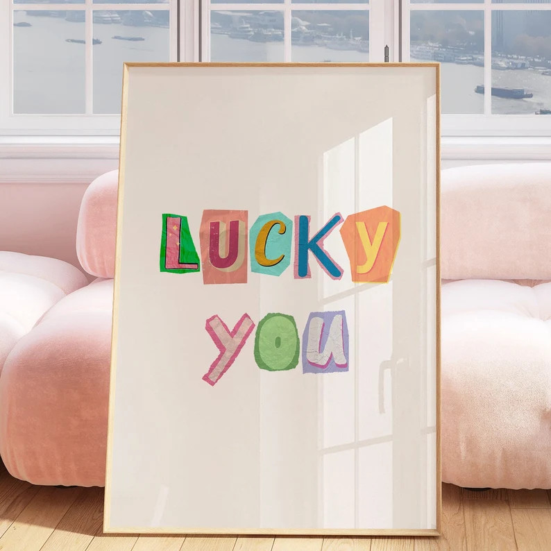 Lucky You Wall Art Print Poster Digital Trendy Wall Art Prints Aesthetic Retro Decor Girly Preppy... | Etsy (US)
