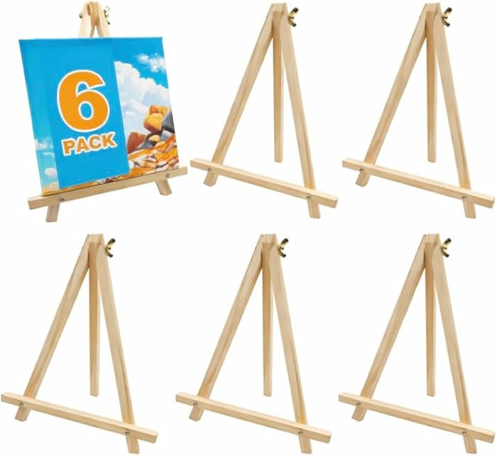 6 Pack 9 Inch Wood Easels, Tripod, Table Top Easels for Painting, Art Craft Painting Easel, Kids ... | Amazon (US)