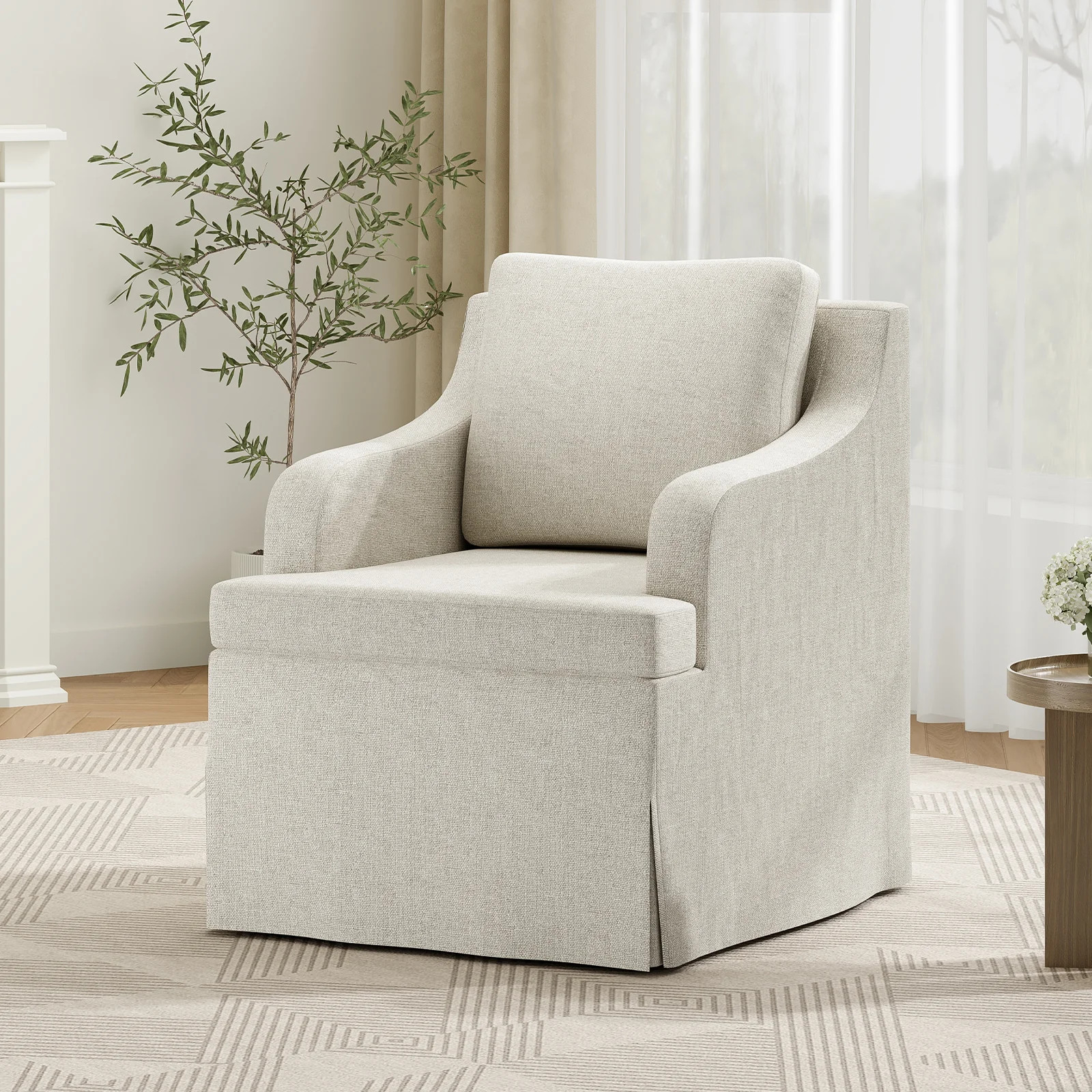 Upholstered Armchair With Casters | Wayfair North America