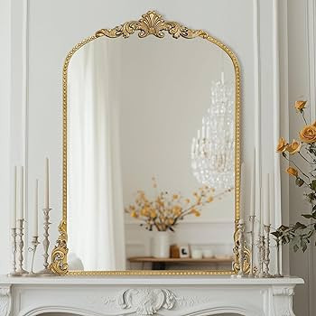 Growsun Vintage Gold Arched Mirror, 24''x36'' Antique Baroque Wall Mirror Decor, Traditional Orna... | Amazon (US)
