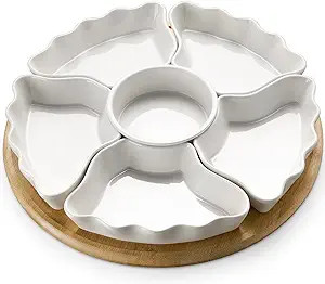 DOWAN 360° Rotatable Serving Tray and Platters, 12 Inch Divided Serving Bowls for Party, Kitchen... | Amazon (US)
