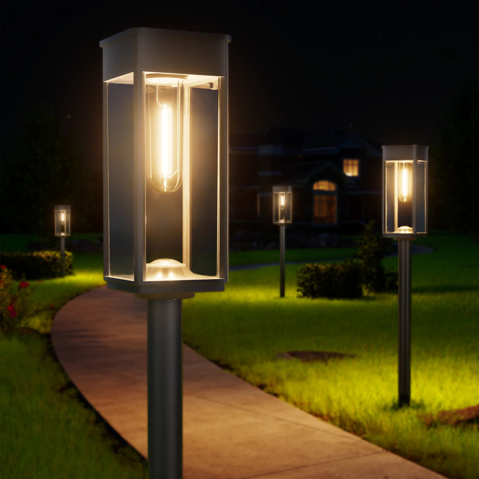 Solar Path Lights, Waterproof Solar Garden Lights Outdoor, Auto On/off Outdoor Solar Pathway Ligh... | Wayfair North America
