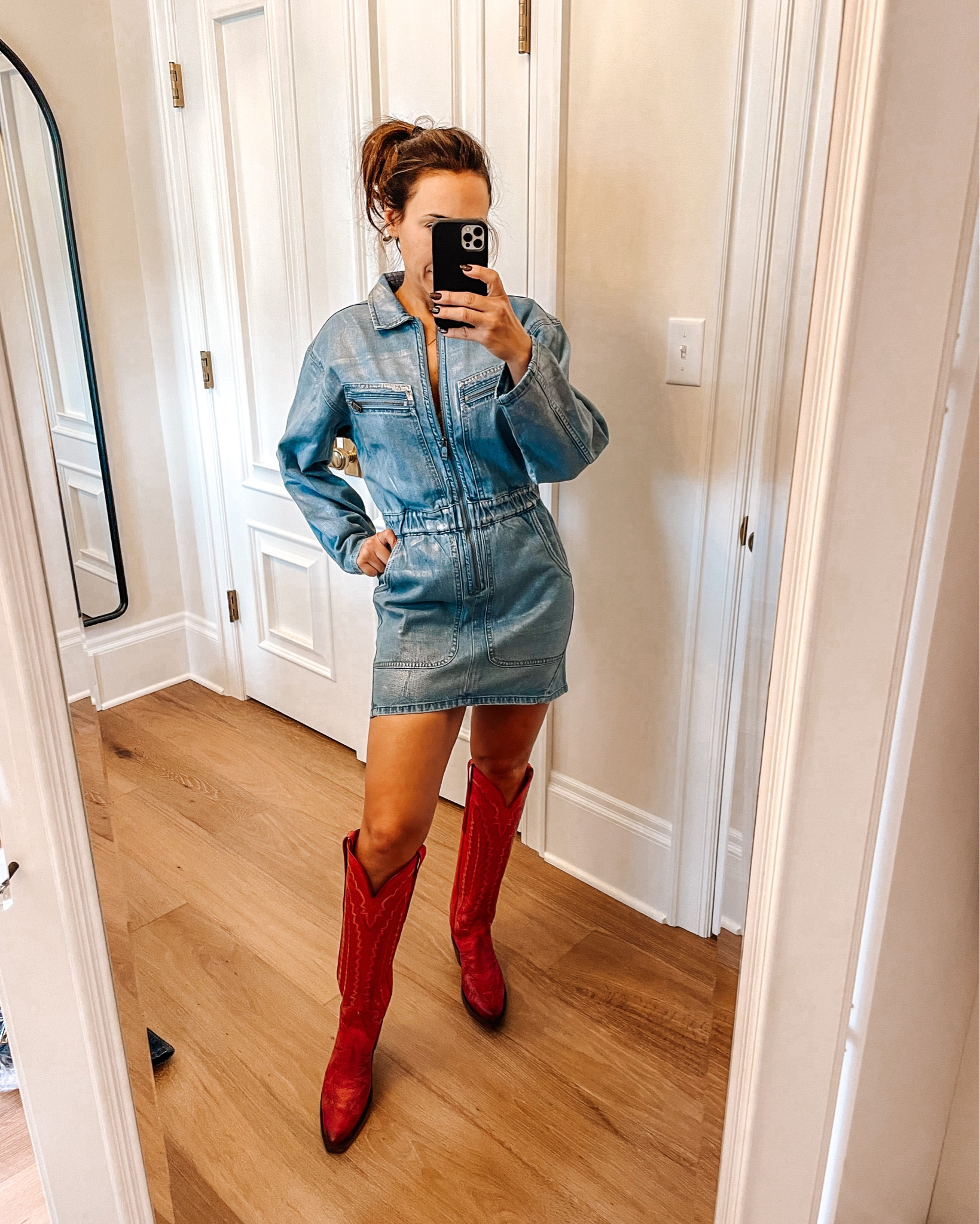 Try on session of a denim dress that I now love! Wore in Montana, look coming soon. 

Denim dress
Silver denim
Country outfit
Concert look
Lucchese red boots
Boots and dress 
Country life
On the ranch 

#LTKover40 #LTKtravel #LTKSeasonal
