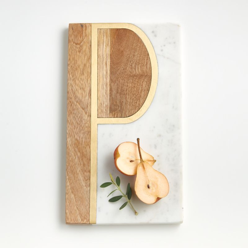 "P" Monogrammed Serving Board + Reviews | Crate & Barrel | Crate & Barrel