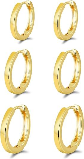 micuco Small Hoop Earrings for Women 14K Gold Hoop Huggie Earrings for Men Hypoallergenic Earring... | Amazon (US)