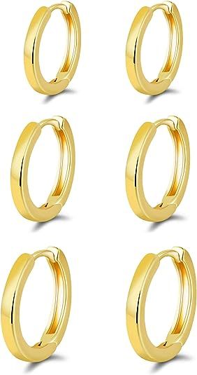 micuco Small Hoop Earrings for Women 14K Gold Hoop Huggie Earrings for Men Hypoallergenic Earring... | Amazon (US)
