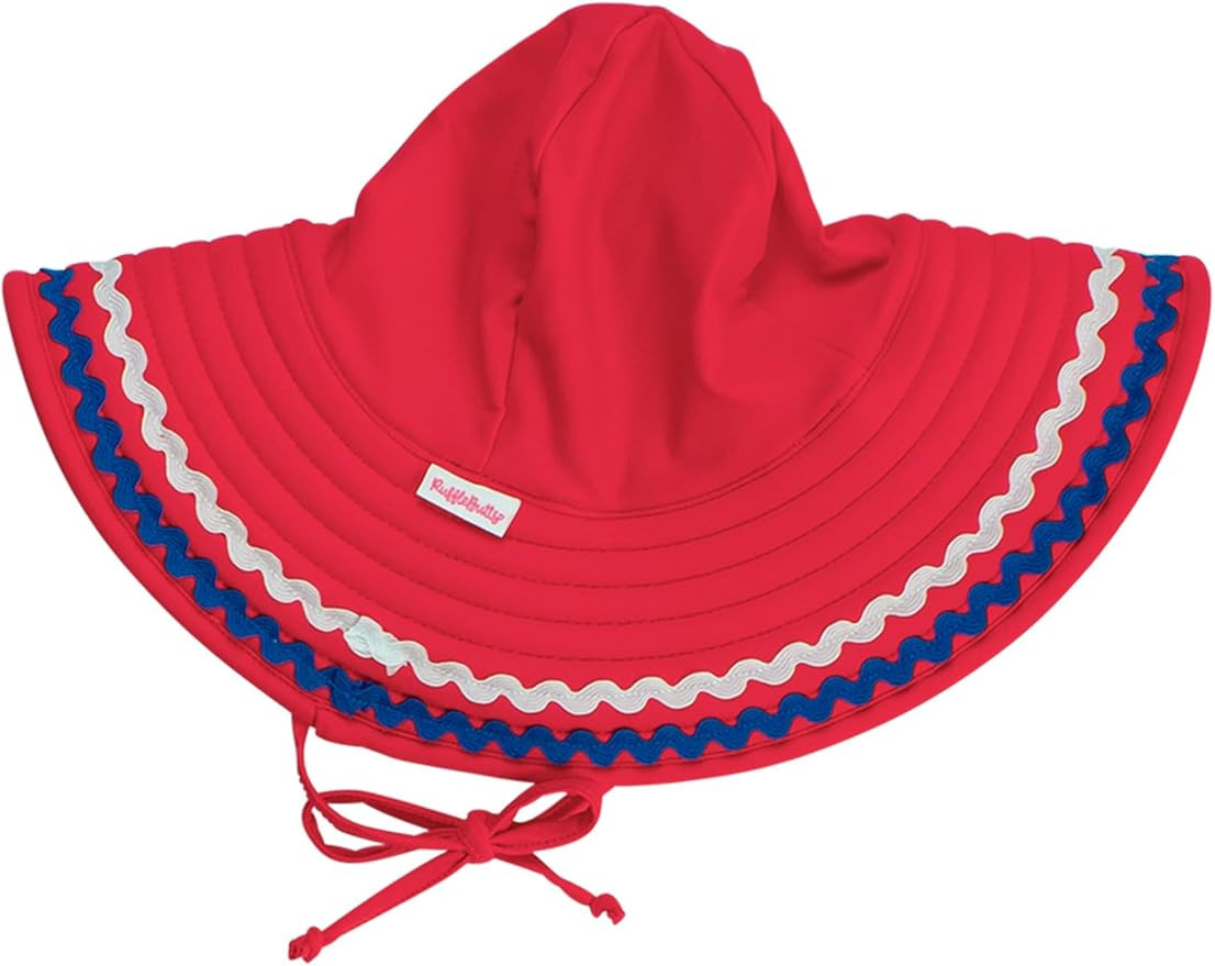 RuffleButts® Baby/Toddler Girls UPF 50+ Sun Protective Wide Brim Swimwear Sun Hat | Amazon (US)