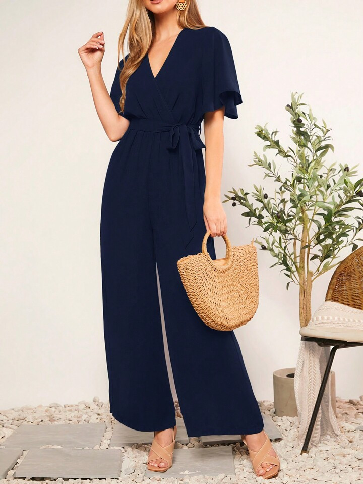 V-Neck Short Sleeve Romper | SHEIN