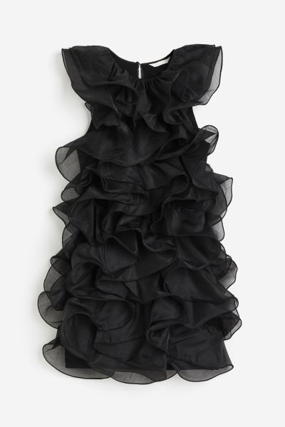 Frilled mini dress - Black - Ladies | H&M GB | H&M (UK, MY, IN, SG, PH, TW, HK)