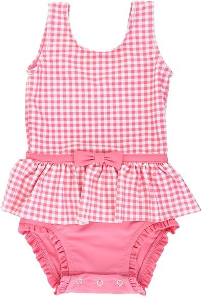 Infant/Toddler Girls Peplum Short Sleeve One Piece Swimsuit UPF 50+ Sun Protection | Amazon (US)