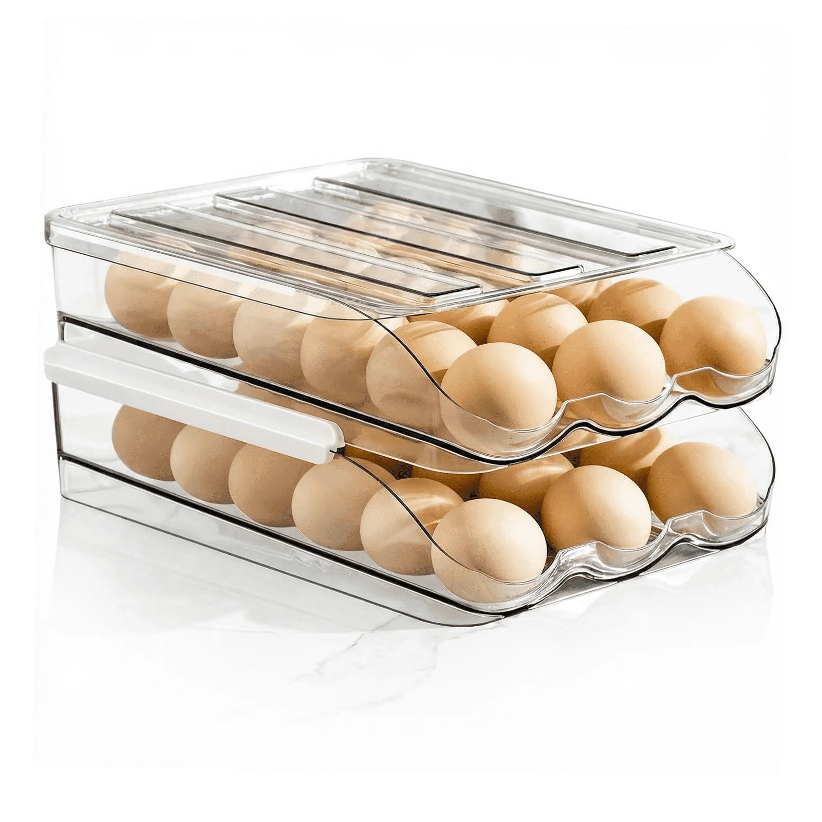 36-Count 2-Tier Rolling Egg Holder, Clear Plastic Stackable Egg Container with Lid | Walmart (US)