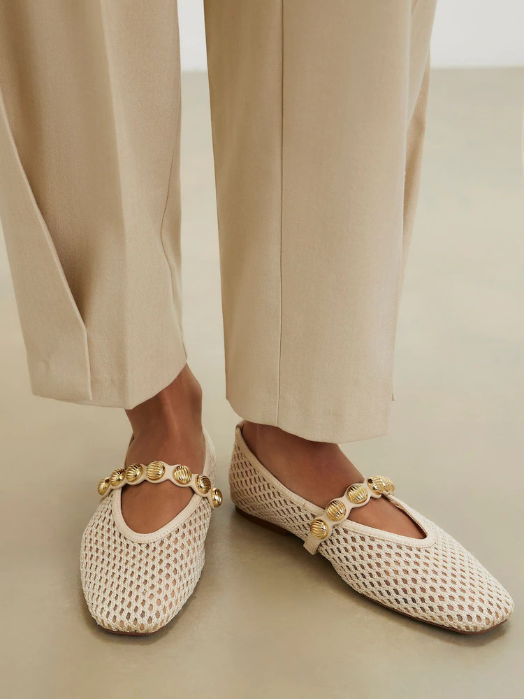 Buy River Island Cream Crochet Ballet Pumps from Next Belgium | Next EU
