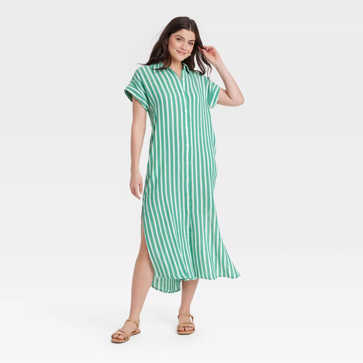 Women's Gauze Button-Front Maxi Shirtdress - Universal Thread™ | Target