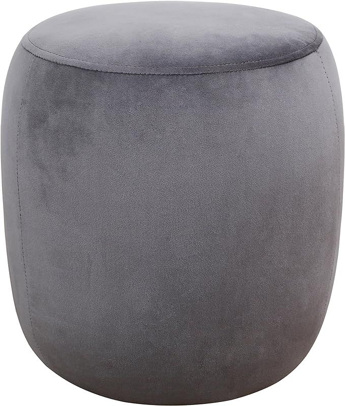 TOV Furniture The Willow Collection Modern Velvet Upholstered Round Ottoman, Grey | Amazon (US)